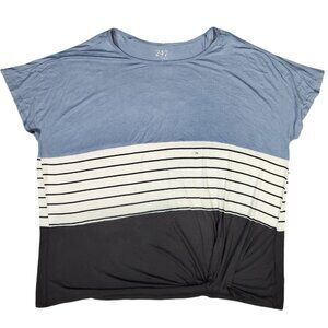 Maurices 24/7 Blue Striped Knot Front Top 2X